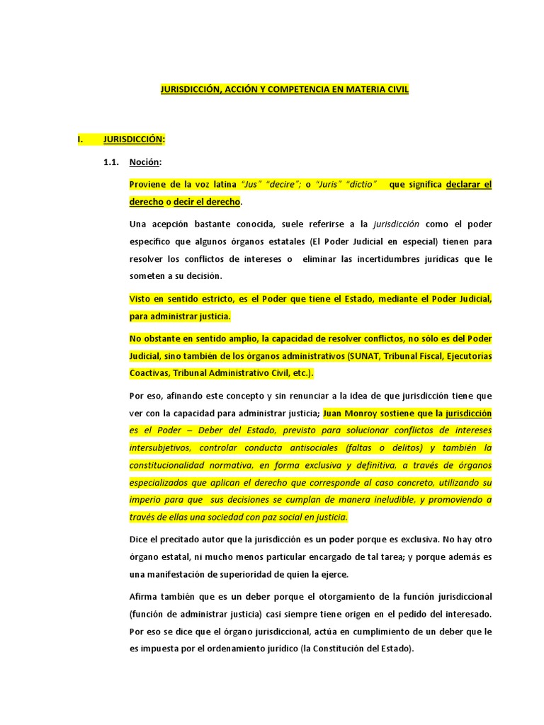 Jurisdicción y Acción en Derecho Civil | PDF | Jurisdicción | Ley procesal
