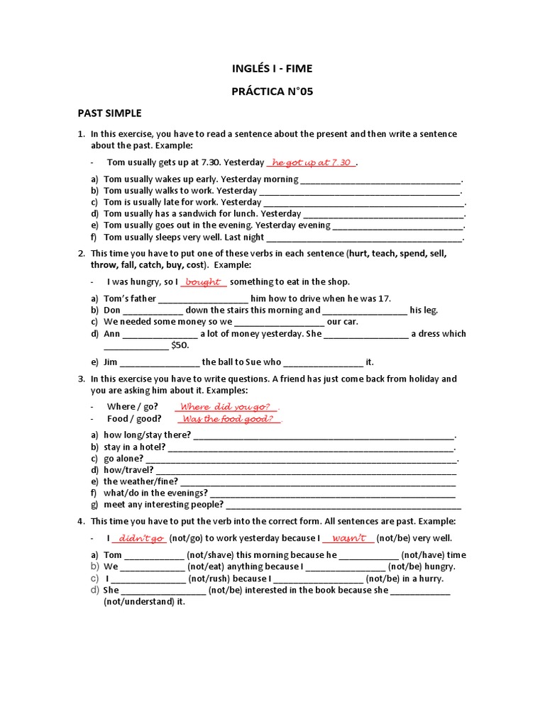 Past Simple and Continuous Exercises | PDF