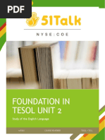 Foundation in Tesol Unit 2: Study of The English Language