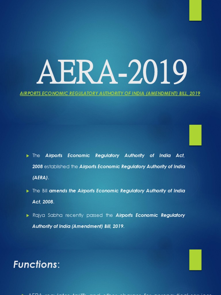 AERA-2019: Airports Economic Regulatory Authority of India (Amendment ...