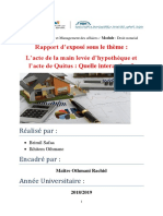 L'acte de La Main Levée D'hypothèque Et L'acte de Quitus: Quelle Interaction ?