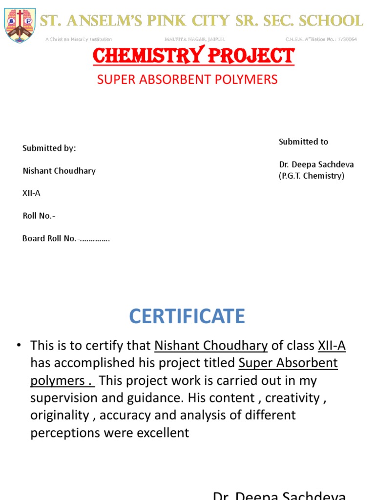 Super Absorbent Polymers Project | PDF