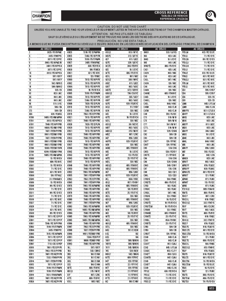 Spark Plug Cross Reference Guide | PDF