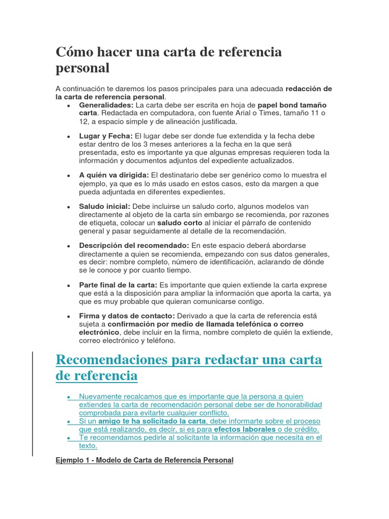 2 5 Modelo De Carta De Referencia Personal 39 Informacion