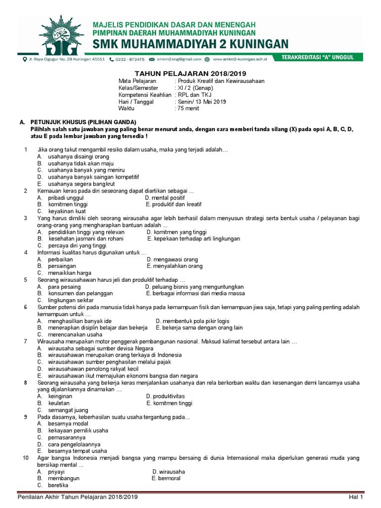 45+ Kunci jawaban kewirausahaan kelas 11 smk semester 2 ideas in 2021
