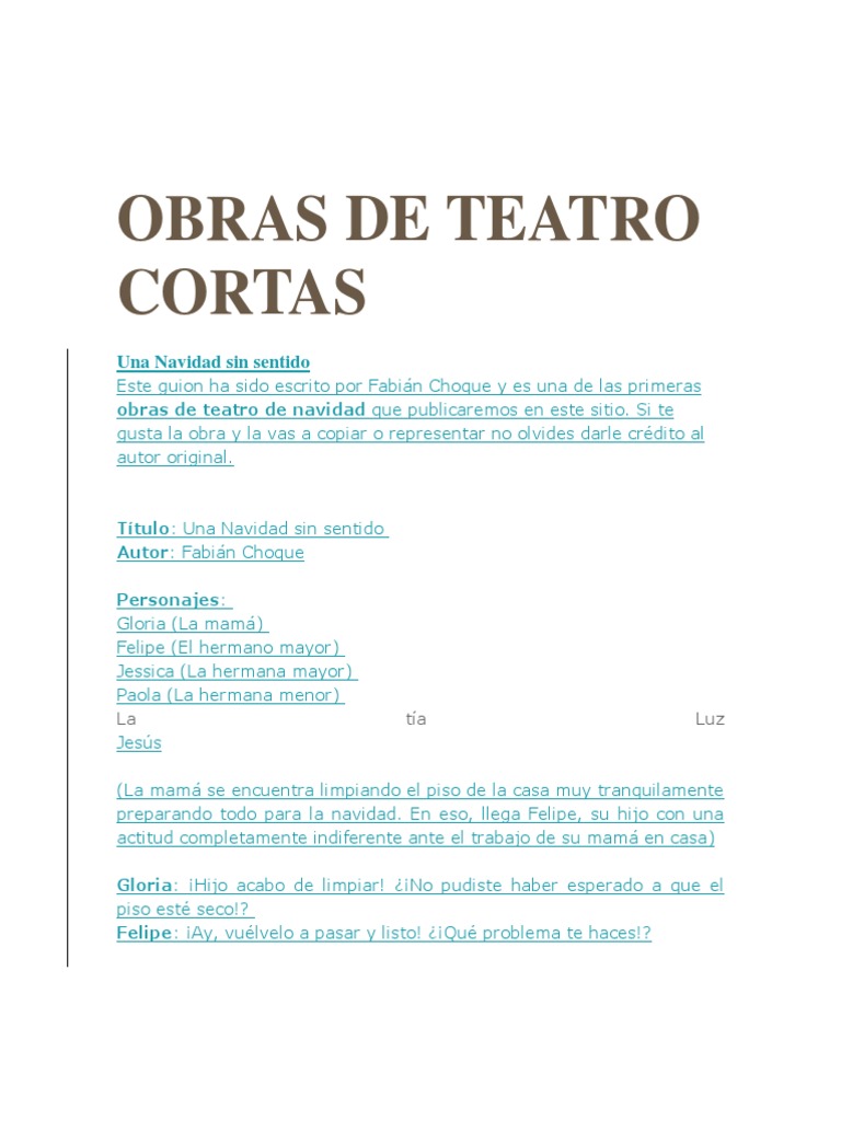 Obras De Teatro Cortas Una Navidad sin sentido Oración