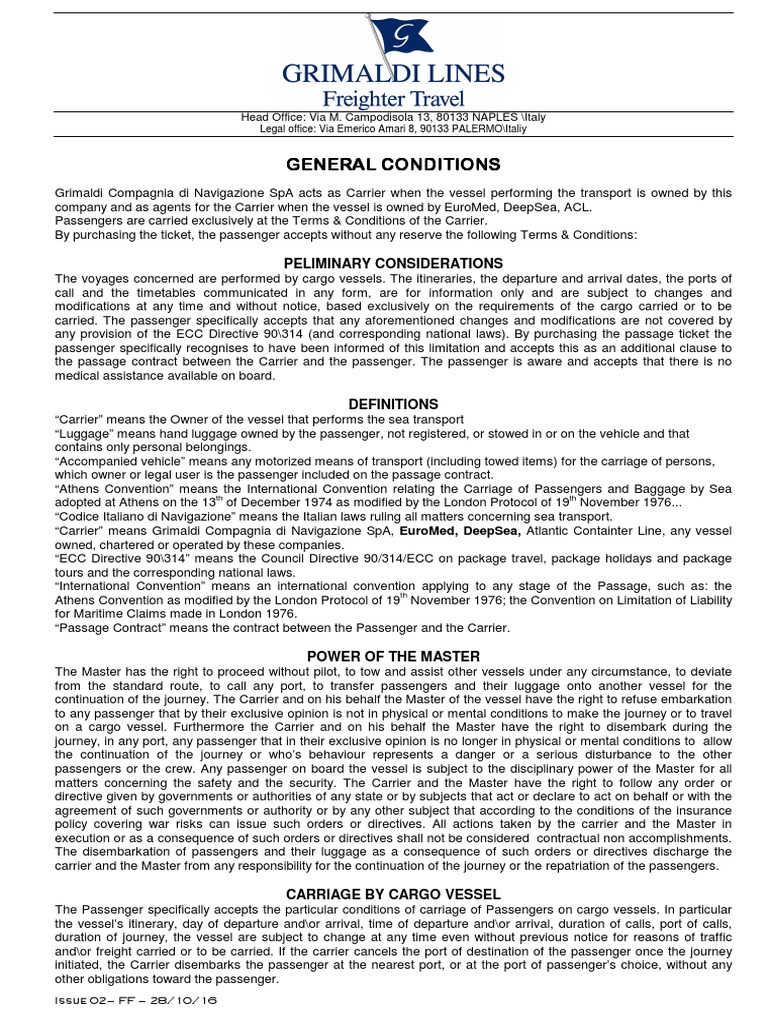 General Conditions 2018-4 | PDF | Baggage | Cargo