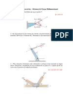 1° Lista de Exercício - Sistemas de Forças Bidimensionais