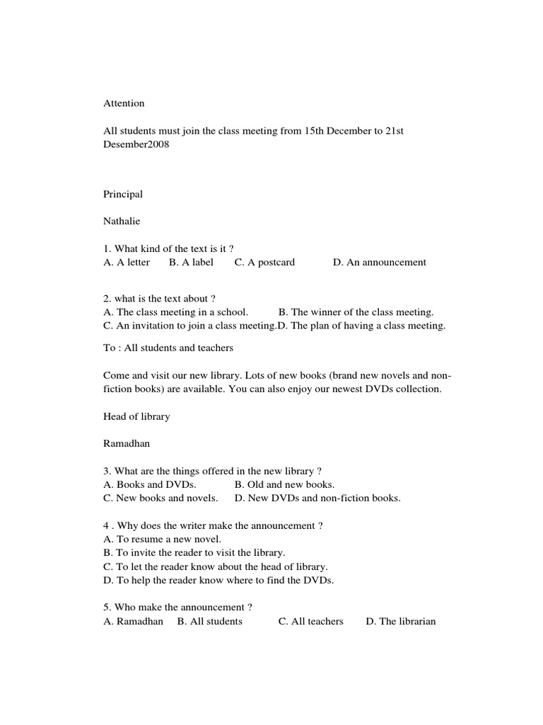 Soal Announcement Pdf