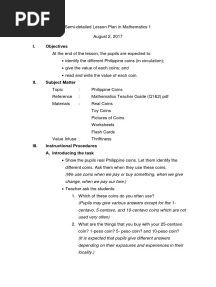 Semi-Detailed Lesson Plan For Philippine Money: COins