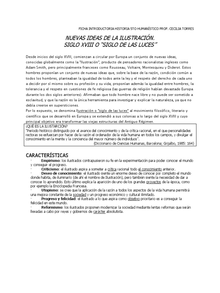 Ficha Introductoria Historia 5to Humanístico Prof PDF Era de