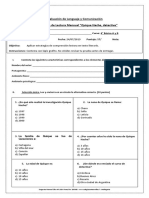 Evaluación de Lenguaje y Comunicación Comprensión de Lectura Mensual "Quique Hache, Detective"