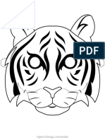 Tiger Mask Outline Coloring Page PDF