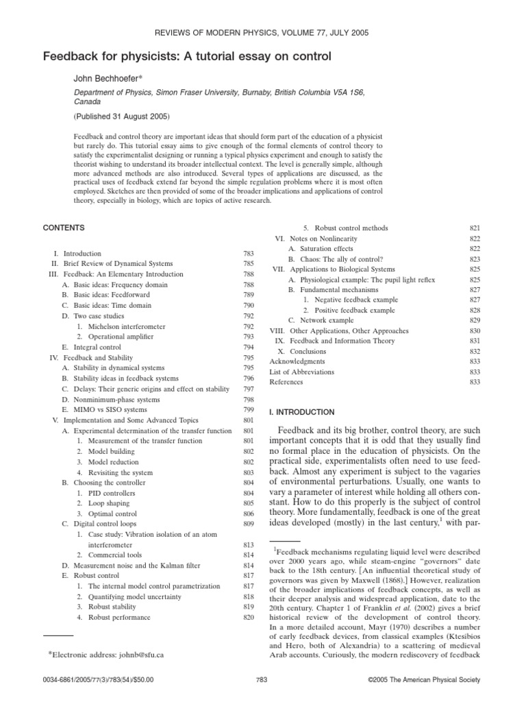 Feedback PDF Control Theory Feedback