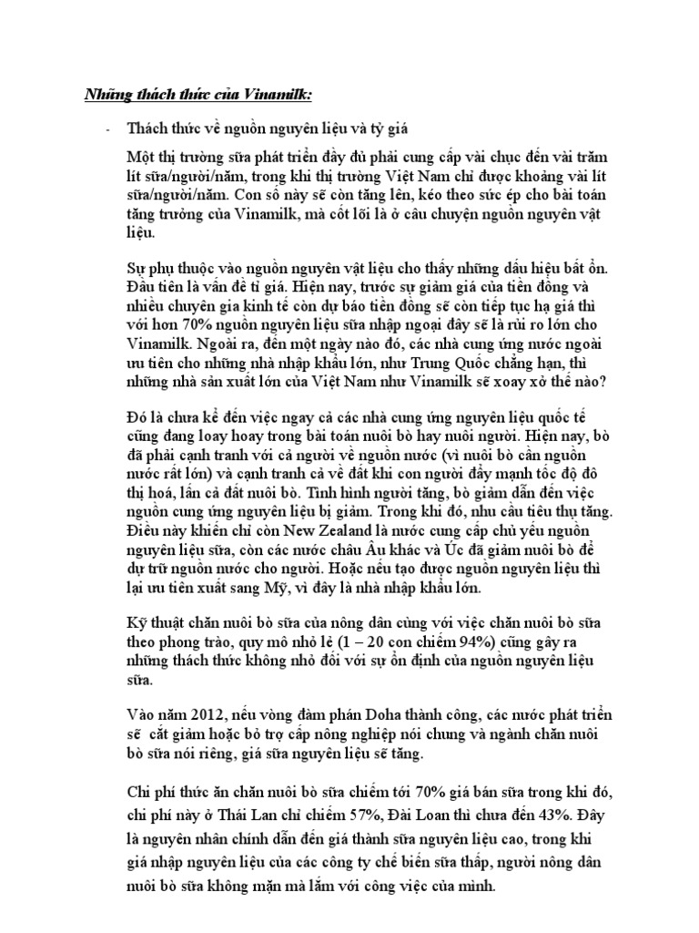 Thách TH C C A Vinamilk | PDF