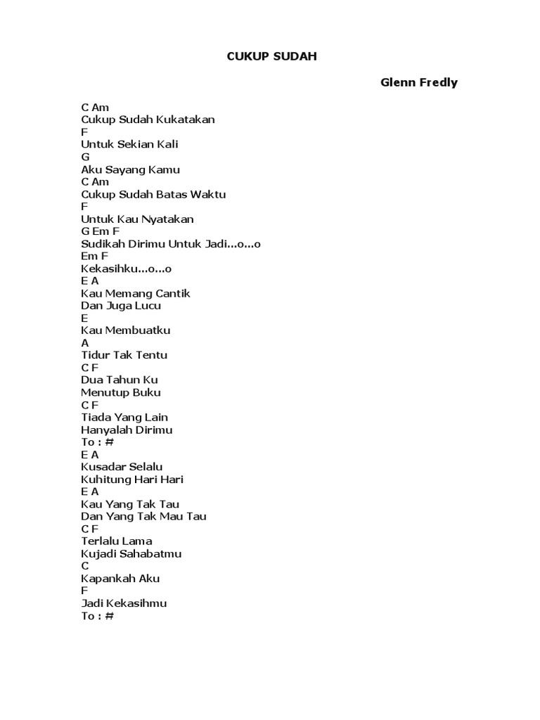 Cukup Sudah Glenn Friedly Pdf