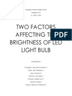 Two Factors Affecting The Brightness of Led Light Bulb: Sorsogon National High School Sorsogon City S.Y. 2018 - 2019