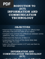 Introduction To (ICT) : Information and Communication Technology