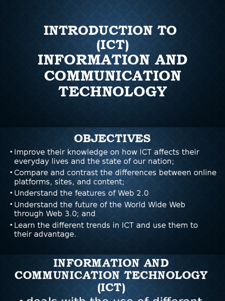 Introduction To (ICT) : Information and Communication Technology | PDF ...