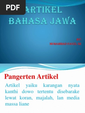 Artikel Bahasa Jawa