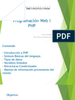 Programación Web I PHP: Universidad Metropolitana M.Sc. Marlon Jorge Remedios González