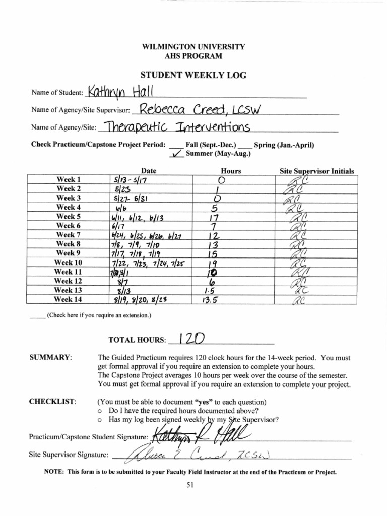Student Weekly Log | PDF