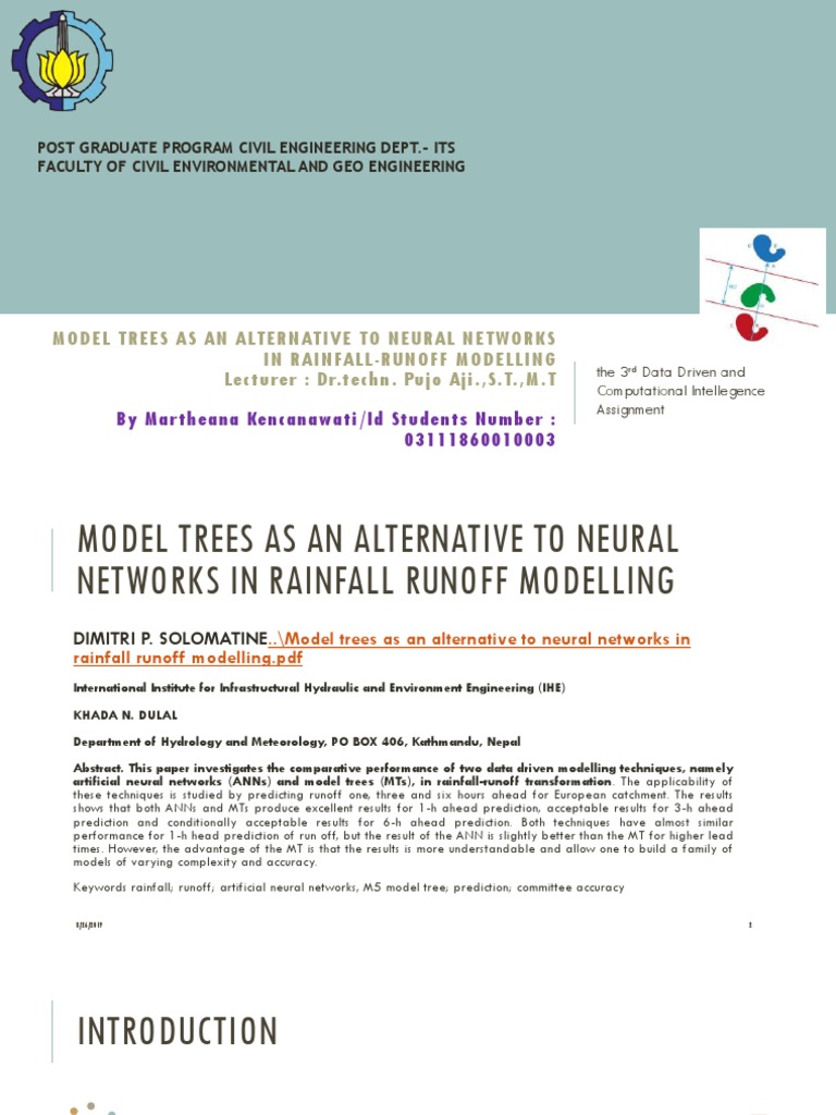 Model Trees As An Alternative To Neural Networks in Rainfall Runoff ...