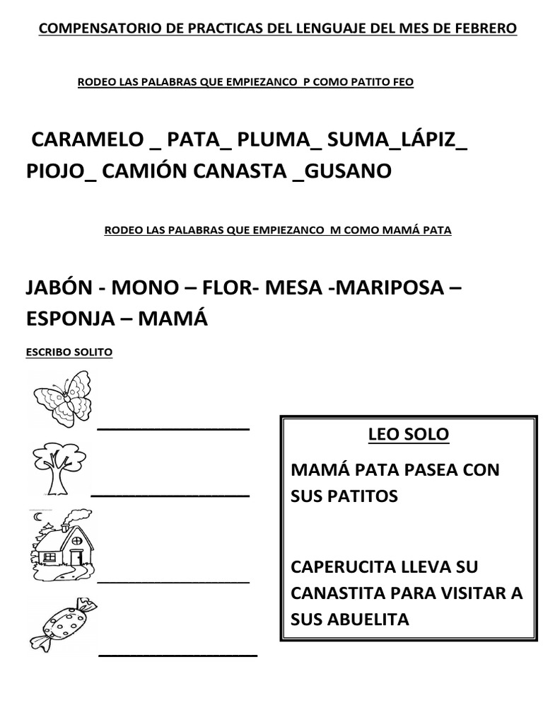 Actividades de Lenguaje para Primer Grado | PDF