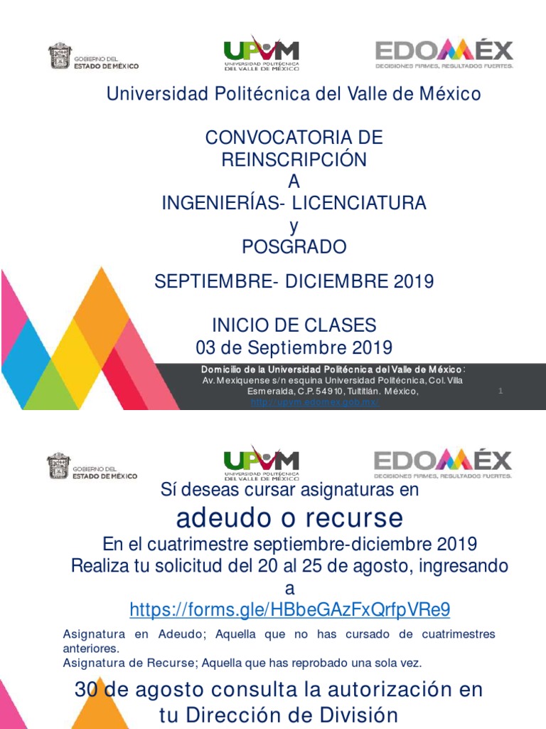 Reinscripción UPVM Ingenierías 2019 | PDF | México
