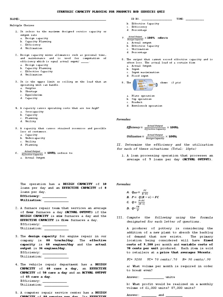 Capacity Planning Flashcards And Study Sets Quizlet