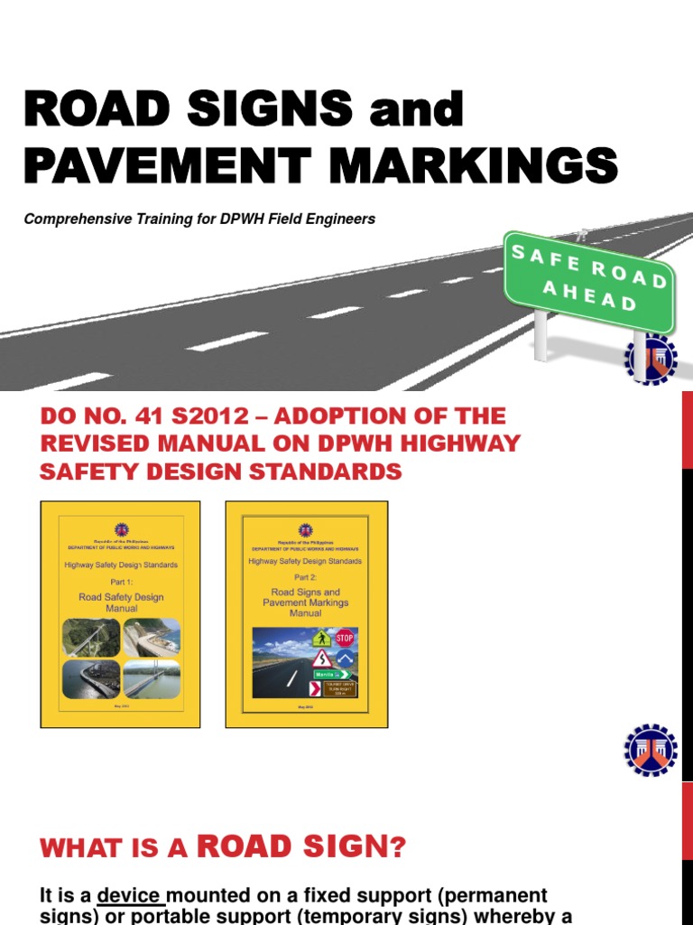 DPWH Road Signs and Markings Manual | PDF | Traffic | Pedestrian Crossing