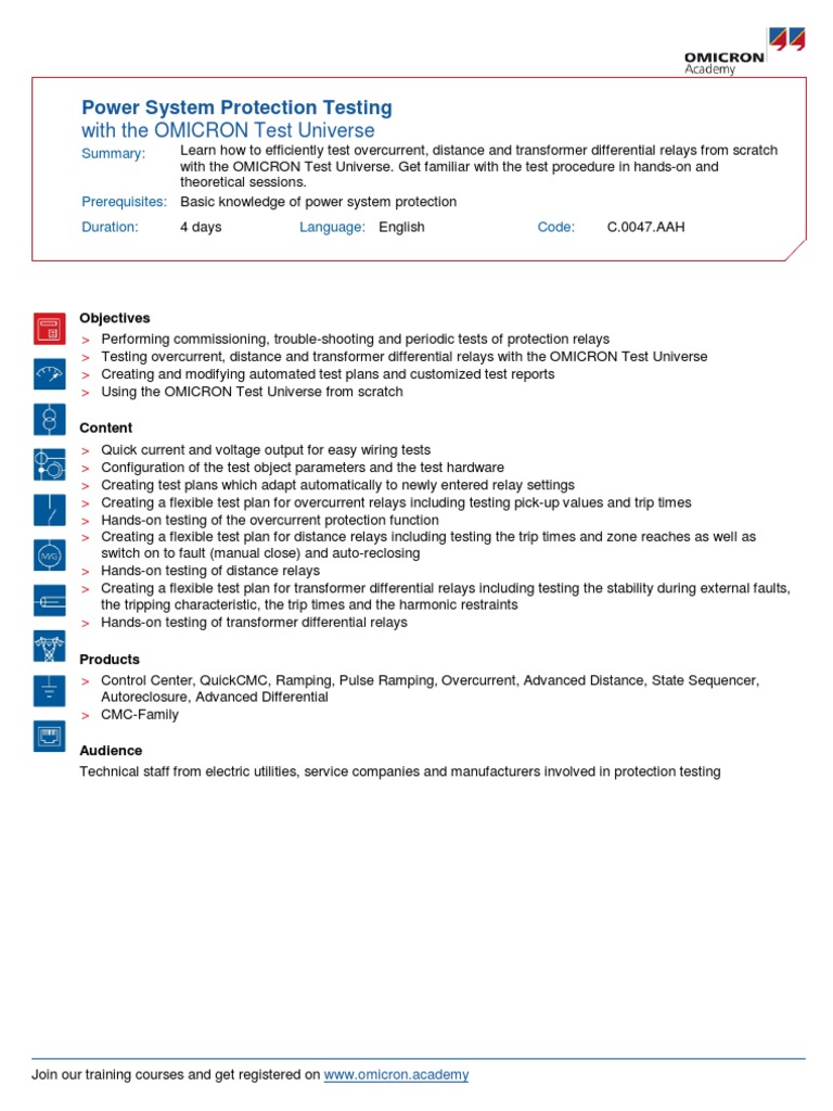 OMICRON Test Universe Training Course | PDF
