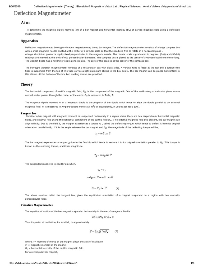 Deflection (Theory) Electricity & Virtual Lab