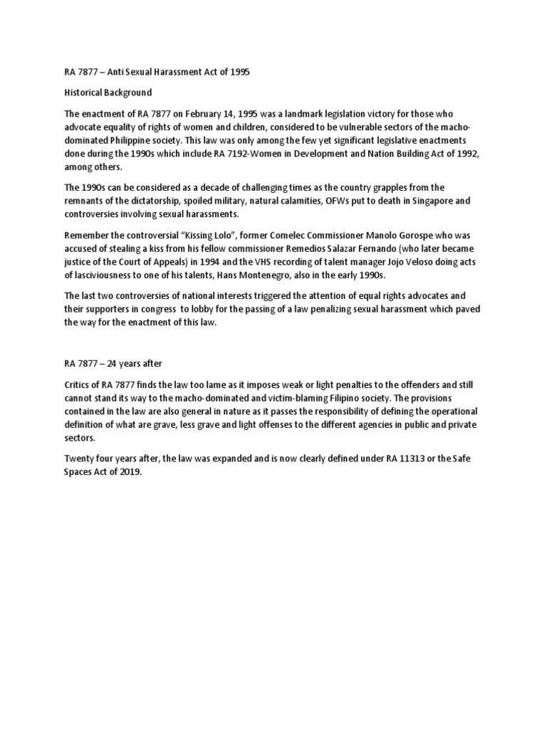RA 7877: Anti-Sexual Harassment Act | PDF