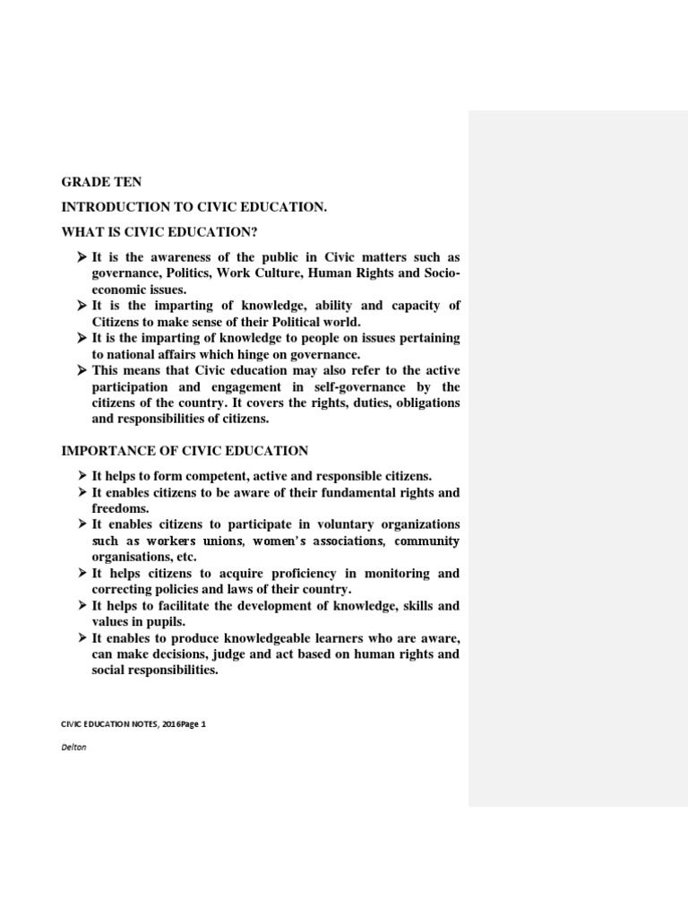 Civic Education 10-12 | PDF | Elections | Citizenship