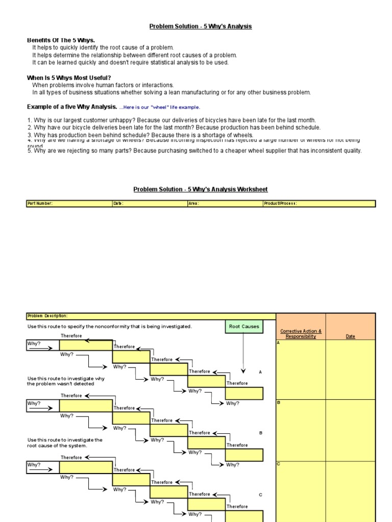 5 Whys Analysis Template in Excel | PDF | Business Process | Business
