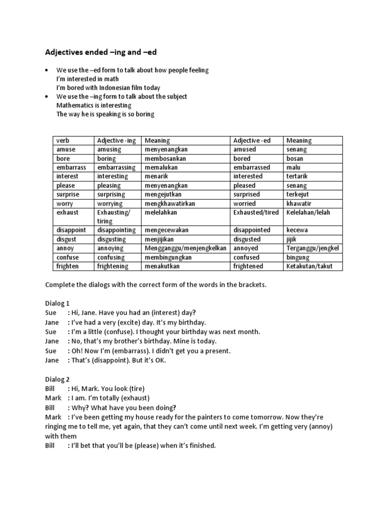 Understanding -ed and -ing Adjectives | PDF | Syntax | Onomastics