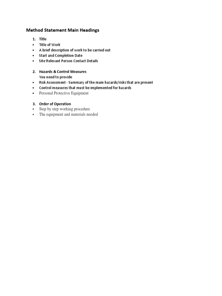 Method Statement Sections | PDF