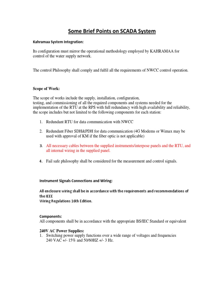 Some Brief Points On SCADA System | PDF