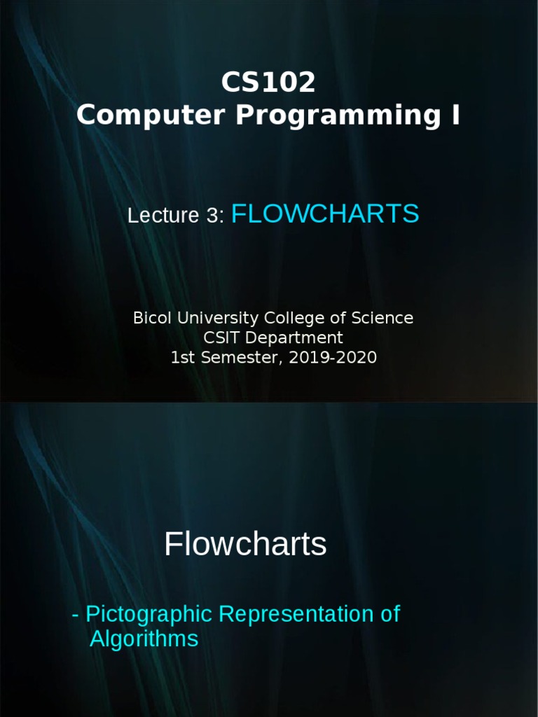 CS102 Computer Programming I: Flowcharts | PDF | Algorithms | Computer ...
