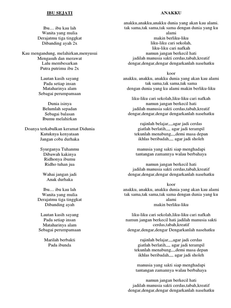 Lirik Lagu Ibu Nasida Ria