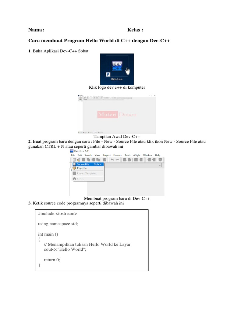 Cara Membuat Program Hello World C++ | PDF