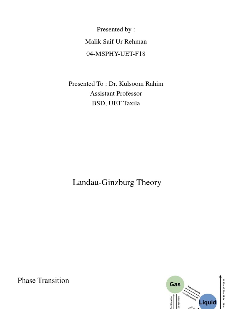 Landau Ginzburg Theory PDF Phase Transition Superconductivity