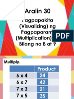 Aralin 30: Pagpapakita (Visualizing) NG Pagpaparami (Multiplication) NG Bilang Na 8 at 9