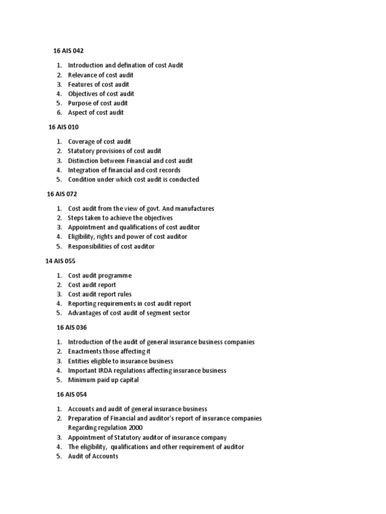 Cost Audit and Insurance Overview | PDF