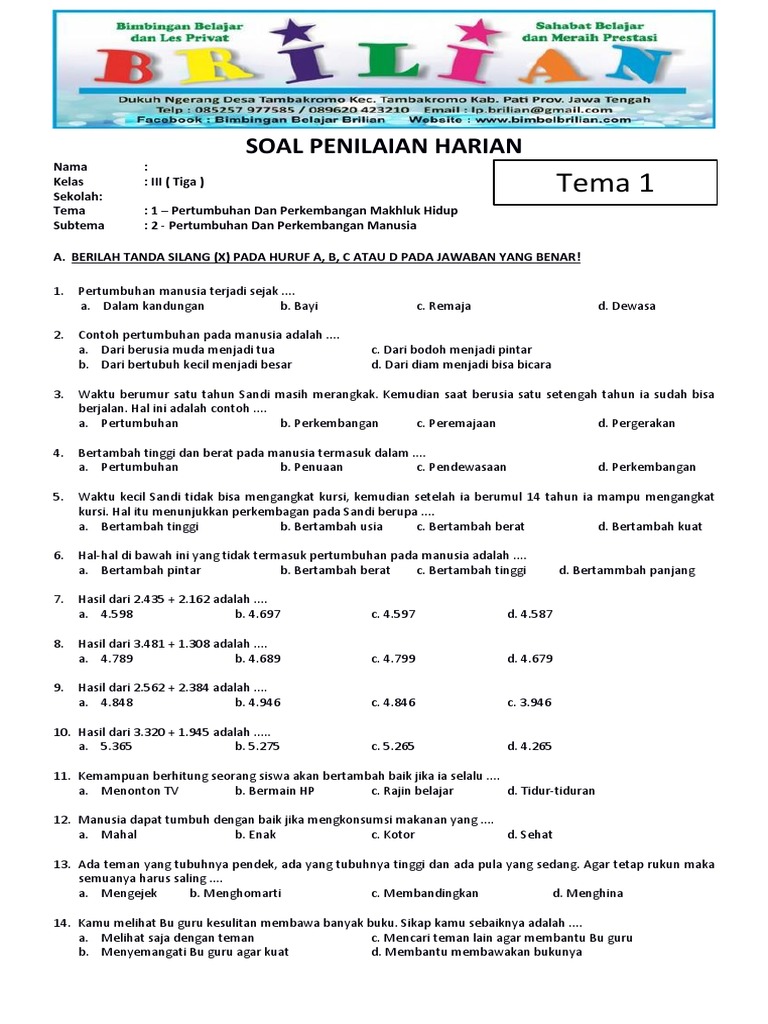 Tema 1 Soal Penilaian Harian