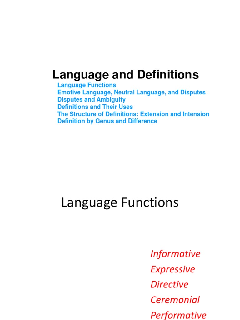 Language Functions and Definitions Guide | PDF | Definition | Logic
