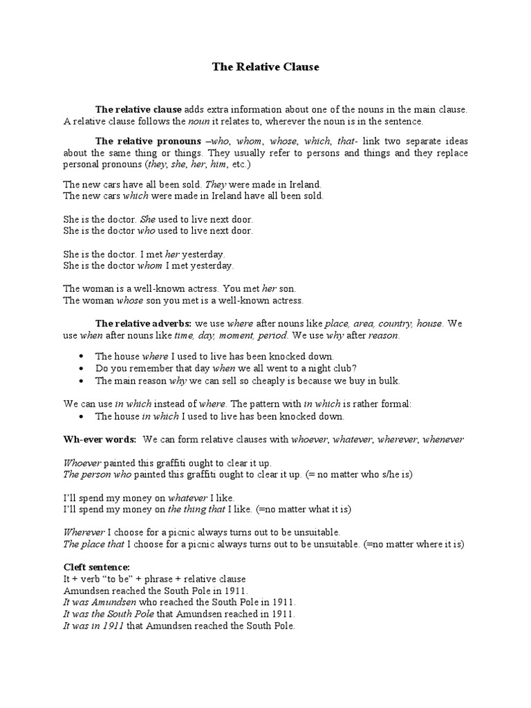 Understanding Relative Clauses in English | PDF | Noun | Clause