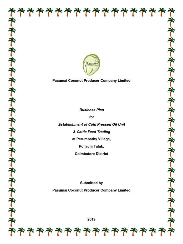 Chekku & Cattle Feed Business Plan PDF Coconut Oil Expense