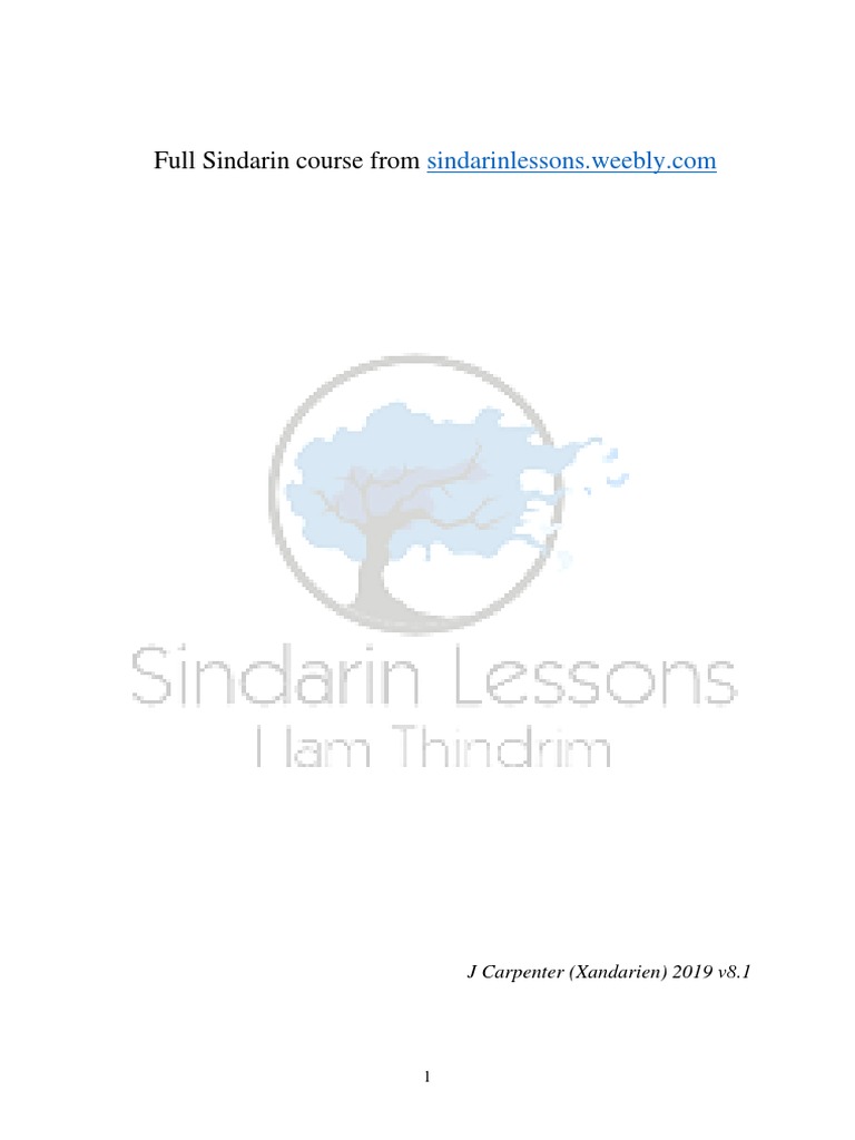 Sindarin Full Course 8 1 PDF Stress (Linguistics) Verb